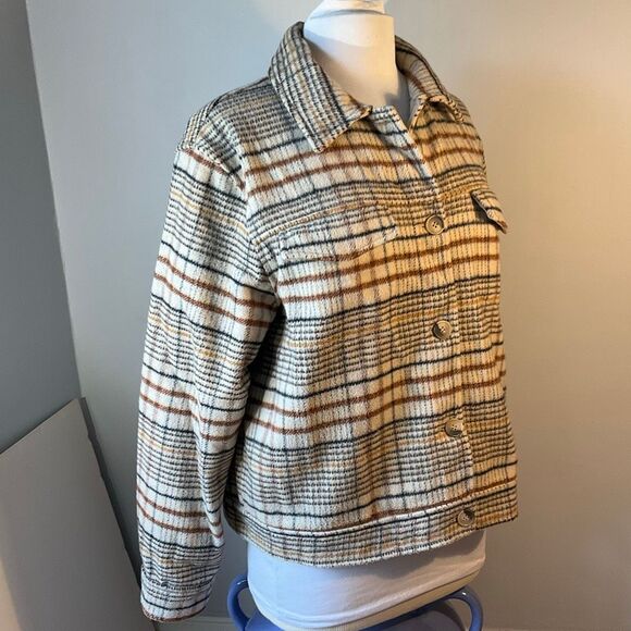Joie Brushed Boxy Plaid Jacket, Shacket. Large. Cropped. Autumn Festival - Picture 10 of 16